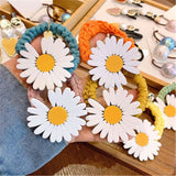 Lianfudai  Women Hair Ties Elastic Rubber Bands Girl Acrylic Tracy Flower Floral Korean Scrunchies Head Accessories Handmade Wholesale