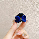 Lianfudai Small Mini Hair Claw Clip for Women Girl Velvet Bowknot Hairpin Handmade Korean Fashion Accessories Wholesale