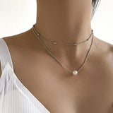Lianfudai christmas gift ideas  valentines day gifts for her Trend Elegant Jewelry Multi-layer White Pearl Choker Pendant Necklace Unquie Women Fashion Necklace Wholesale