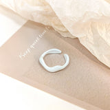 Lianfudai Handmade Enamel Chic Macaroon Geometric Hollow Irregular Ring Yellow White Lovely Open Metal Ring for Women Girl Gift