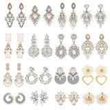 Lianfudai New Clear Crystal Earrings For Women Rhinestone Jewelry Geometric Accessories Long Big Bijoux Wedding Party Christmas Gift