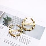 Lianfudai Christmas wishlist Spices Jewlry 30mm-70mm Custom Earrings Love shape Hiphop Sexy  Heart Bamboo Hoop Earrings Customizable Customize Name Earrings