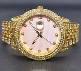 Lianfudai Disaster Prevention Jewelry Relogio Feminino Elegant Diamond Bling Pink Watch For Women Geneva Luxury Unique Pearl Dial Dress Watches