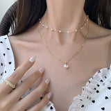 Lianfudai Vintage Multiayered Pearl Necklace For Women Fashion Golden Portrait Coin Pendant Thick Chain Necklaces Jewelry Gifts