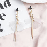 Lianfudai western jewelry for women Halloween gift New Fashion Heart Tassel Earrings For Women Bohemian Crystal Butterfly Flower Long Hanging Earrings Wedding Party Jewelry