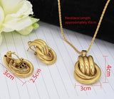 Lianfudai - Necklace Sets For Womens Wedding Jewellery Pendant Big Earrings Set Chunky Gold Plated Luxury Brands Fashion Ethiopian