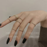 Lianfudai easter gifts for women 7pcs/set Hiphop Gold Silver Color Rings Set For Women Girls Punk Geometric Simple Finger Rings Trend Jewelry Party