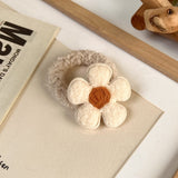 Lianfudai Winter Colorful Lamb Hair Flower Hair Ring Girl Heart Cute Sweet Hair Accessories Plush Rubber Band for Women Jewelry Gifts