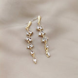 Lianfudai Christmas wishlist New Trendy Pearl Crystal Long Tassel Earrings For Women Gold Color Butterfly Earrings Pendientes Wedding Party Jewelry Gifts