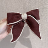 Lianfudai Barrette for Women Girl Hair Accessories Fashion Fabric Big Bow Knot Striped Hair Clip Hairpin Autumn Winter Wholesale