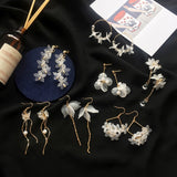 Lianfudai New flower handmade bohemia boho earrings women fashion long hanging earrings crystal female wedding earings party jewelry