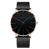 Lianfudai father's day gifts   Minimalist Men's Fashion Ultra Thin Watch Simple Men Business Stainless Steel Mesh Belt Quartz Watch cool watches for men