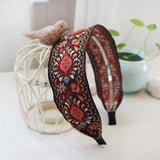 Lianfudai Bohemian Embroider Flowers Headband For Women Girls Hair Accessories Hairband Ethnic Wide Korean Bows Wholesale