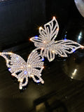 Lianfudai christmas gift ideas Exaggerated Rhinestone Big Butterfly Brooches Pin Jewelry for Women Luxury Crystal Tassel Heart Brooch Clips Clothing Accessorie