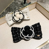 Lianfudai Big BowKnot Barrette for Women Girl Fleece Wool Camellia Hair Clip Black White Hairpin Autumn Winter Wholesale Drop Shipping