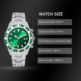Lianfudai watches on sale Disaster Prevention Jewelry Watch For Men Classic AAA Iced Diamond Watches With Green Baguette Bezel Luminous Waterproof Clock Luxury Gifts For Men FREE SHIPPING