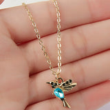 Lianfudai Christmas gifts ideas Gold Color Clavicle Chain Pendant Necklace for Women Hummingbird Heart Flower Animal Pearl Choker Party Girls Jewelry Gifts New