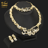 Lianfudai - Xoxo African Jewelery Set Necklace Earrings Women Fashion Bridal Bride Indian Wedding Dubai Gold Ladies Designer Nigerian