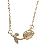 Lianfudai  gifts for women Fashion Elegant Cute Opal Rose Flower Earrings Necklace for Women Delicate Micro Paved Zircon Stud Earrings Jewelry Set Dropship