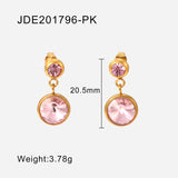 Lianfudai New Arrival 18K Plated Stainless Steel Jewelry Gift Size Round Four Colors Cubic Zirconia Pendant Earrings For Women Party