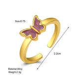 Lianfudai christmas gift ideas valentines day gifts for her  Korean Style Blue Purple Rings for Women Punk Trendy Vintage Heart Ring Small Daisy Flower Rings Party Couple Rings
