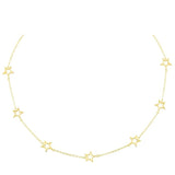 Lianfudai delicate dainty classic fine jewelry tiny hollow star charm thin silver link chain star choker necklace