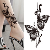 Lianfudai Lotus Flower Temporary Tattoo For Women Girls Snake Peony Lily Rose Chains Tattoos Sticker Black Blossom Fake Transferable Tatoo