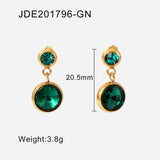 Lianfudai New Arrival 18K Plated Stainless Steel Jewelry Gift Size Round Four Colors Cubic Zirconia Pendant Earrings For Women Party