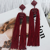 Lianfudai Long Tassel Earrings Fashion Jewelry Bohemia Statement Summer Dangle Aesthetic Earrings for Women Accessories Korean Style