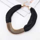 Lianfudai christmas wishlist valentines day gifts for her Trendy Fashion Ribbon Big Collar Choker Necklace For Woman Bohemian Maxi Chains Metal Pendants Necklaces Femme Jewelry New