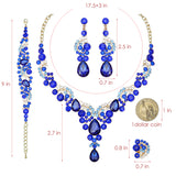 Lianfudai Luxury Crystal Earrings Necklace Bridal Wedding Jewelry Set Elegant Bride Party Prom Costume Dress Accessories Gifts for Women