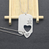 Lianfudai 2 Piece Set Of Fashionable Couple Necklace Love Heart Hollow Pendant Letter Necklace Your Heart Is With Me Bead Chain Necklace