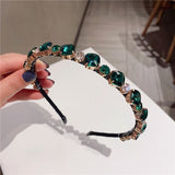 Lianfudai Designer Luxury Rhinestone Headband for Women Girl Fashion Gem Stone Bandeau Venda Hairband Baroque Hair Accessori Dropshipping