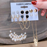 Lianfudai christmas gift ideas valentines day gifts for her Fashion Vintage Butterfly Earring Set For Women Girls elephant Snake Heart Jewelry Circle Pearl Long Dangle Earrings