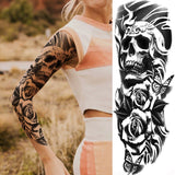 Lianfudai western jewelry for women Sexy Wolf Full Flower Arm Temporary Tattoo Stickers For Men Body Art Sleeve Tattoo Decals Girl Women Waterproof Tatoo Fox Legs