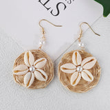 Lianfudai Multiple 27 Style Korea Handmade Wooden Straw Weave Rattan Vine Braid Drop Earrings New Fashion Geometric Long Earrings