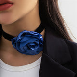 Lianfudai Romantic Gothic Big Rose Flower Clavicle Chain Necklace for Women Ladies Korean Fashion Adjustable Rope Choker Y2K Accessories