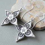 Lianfudai New Lotus Silver Color Earrings Elf Jewelry Fashion Floral Design Ladies Pendant Earrings Gift