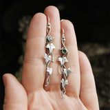 Lianfudai Silver color earrings Ivy Elven earrings Botanical jewelry Plant earrings Leaf design