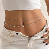 Lianfudai Sexy Flat Snake Chain Waist Belly Belt for Women Summer Beach Bikinis Simple Body Chain Festival Jewelry Accessories