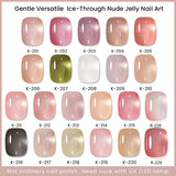 Lianfudai Nail Gel Polish 12ml Translucent Nude Jelly Gel Nail Polish Semi Permanent Soak Off UV LED Gel Varnish Nail Art Manicure