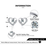 Lianfudai Fashion Authentic 925 Sterling Silver Cubic Zirconia Hollow Love Heart Stud Earring for Women Wedding Party Gifts