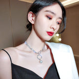 Lianfudai New Fashion Personality Geometric Modelling European Style Net Red Neck Ornaments Short Clavicle Chain Necklace Women