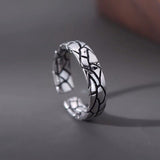 Lianfudai INS Fashion Silver Color Minimalist Irregular Twined Finger Rings Creative Geometric Punk Opening Rings for Women Girls Jewelry