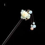 Lianfudai gifts for women  Retro Classic Flower Wood Hair Sticks For Women Handmade Crystal Beads Tassels Hairpins Hanfu Hair Forks Chinese Hair Accessory