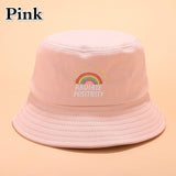 Lianfudai Unisex Foldable Embroidered Bucket Hat Rainbow Print Outdoor Sunscreen Cap Fisherman Hats