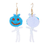 Lianfudai Cute Halloween Earrings for Women Stainless Steel Gold Plated Pumpkin Head Earring Boho Beads Jewelry Accessories Free Shipping