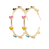 Lianfudai European And American Color Love C-shaped Hoop Earrings Women's Light Luxury Fashion Design Wedding Earrings Wholesale