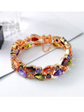 Lianfudai Hot Selling Classic Fashion Shiny Rose Gold Color Multi Zirconia Bracelets for Elegant Ladies Commute Jewelry Accessories