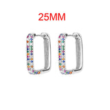 Lianfudai Rainbow Zircon Earrings for Women Stainless Steel Hoop Earring New Trending Luxury Aesthetic Jewelry aretes mujer